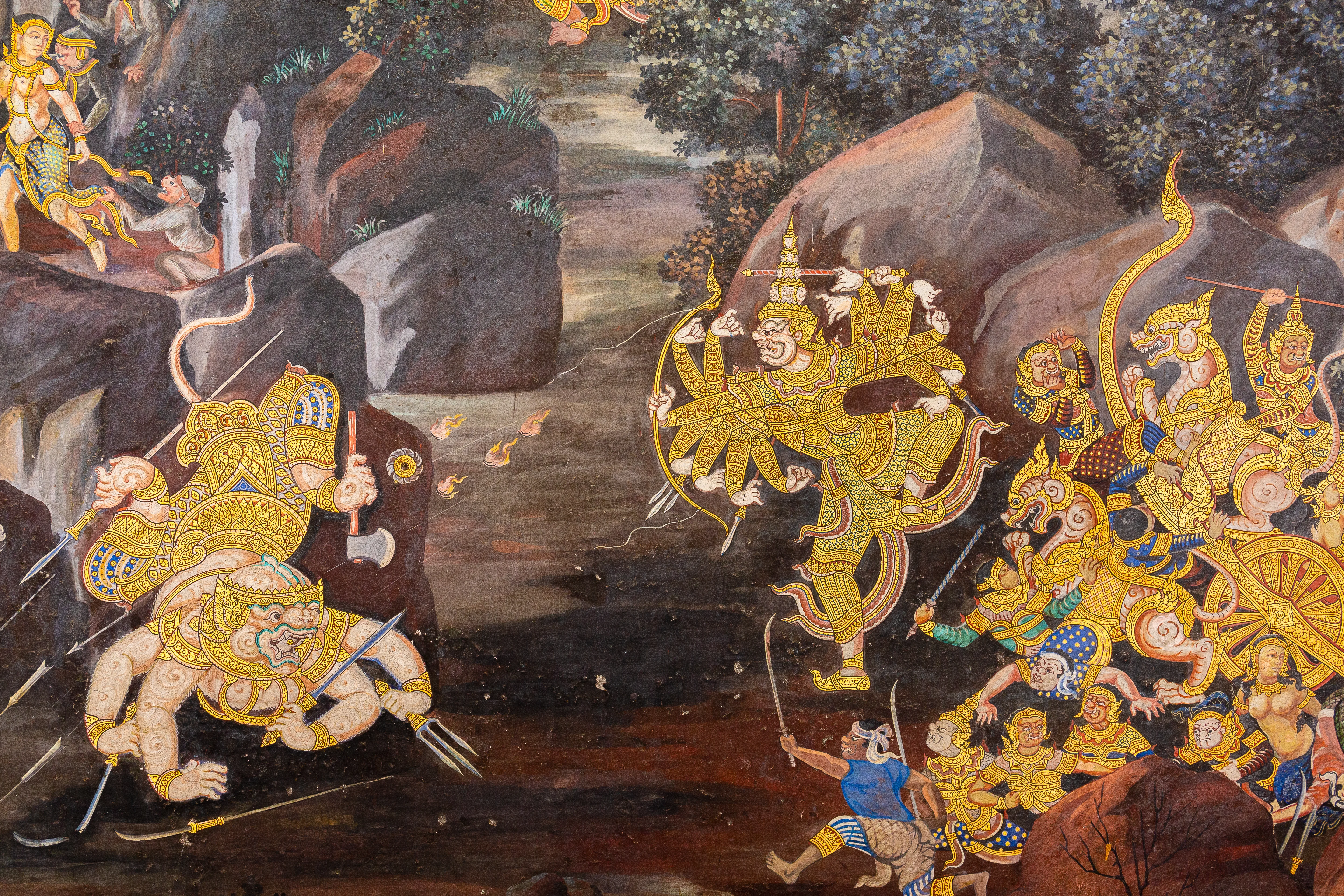 Epic Thai Mythology Battle Mural Canvas wall art print | PrintPosters.in
